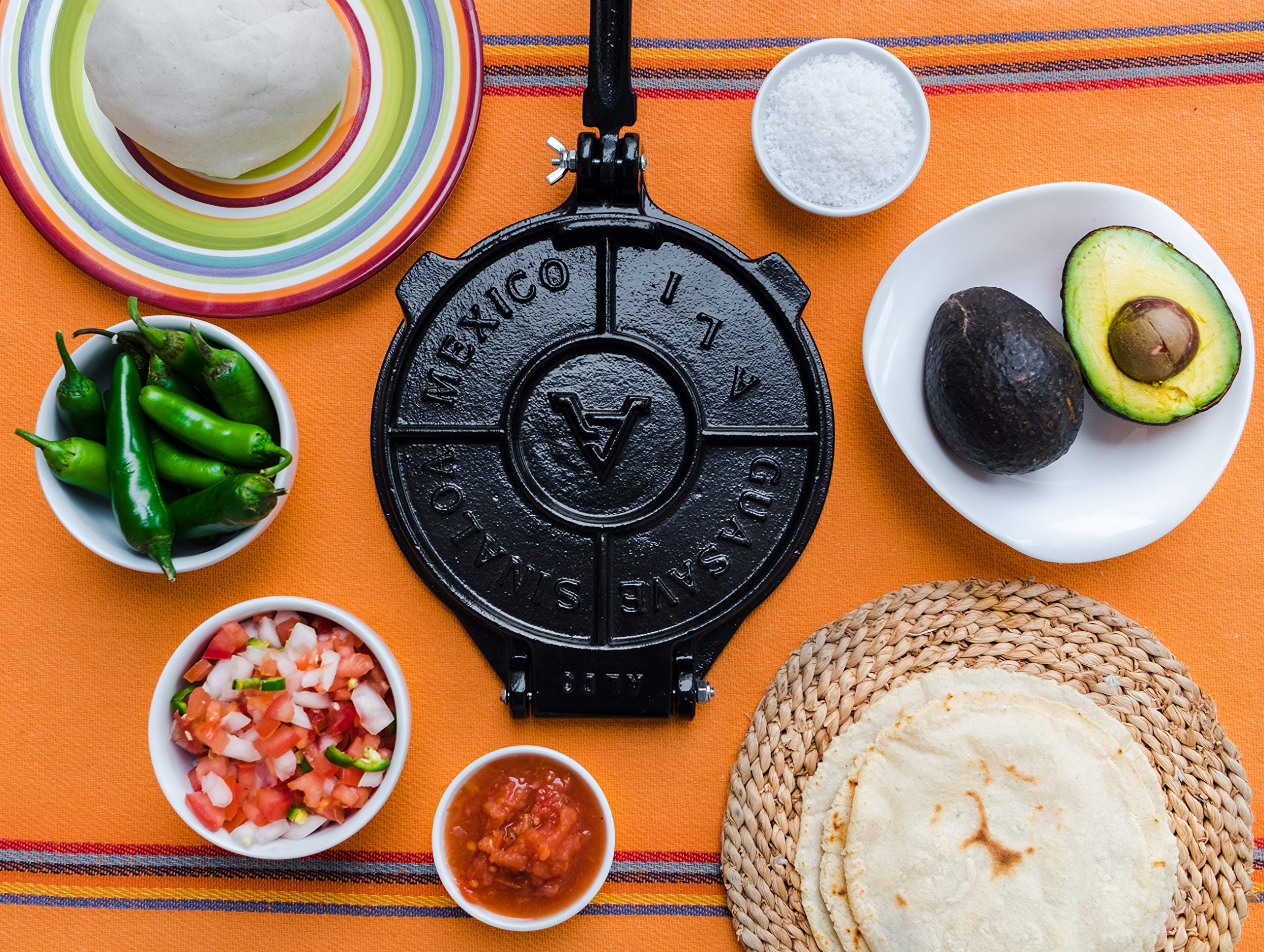 タコス 8インチ トルティーヤプレス トルティーヤウォーマー メキシカンスカル Amazon | Tortilla Press 8インチ ブラック 鋳造アルミニウム